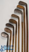 8x Assorted irons to incl Craigie of Montrose niblick, JB Halley cross swords niblick, oval head
