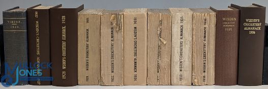 Wisden Cricketers Almanacks - a run from 1926-1936, to include 1926, 1925, 1927 rebound edition,