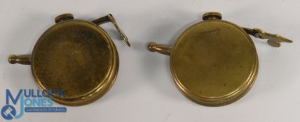 Two vintage lawn bowls measures, both stamped John Rabon & Sons, Birmingham England, one is