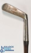 Unusual Spalding Gold Medal wide soled 'mashie jigger' with central lined face markings, heavy