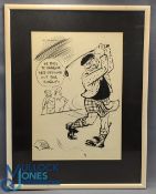 Houghton George (1905-1993) - an original signed pen and ink golfing cartoon illustration 