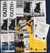 Wolverhampton Wanderers home youth match programmes 1994/95 Cambridge Utd, 1995/96 Birmingham