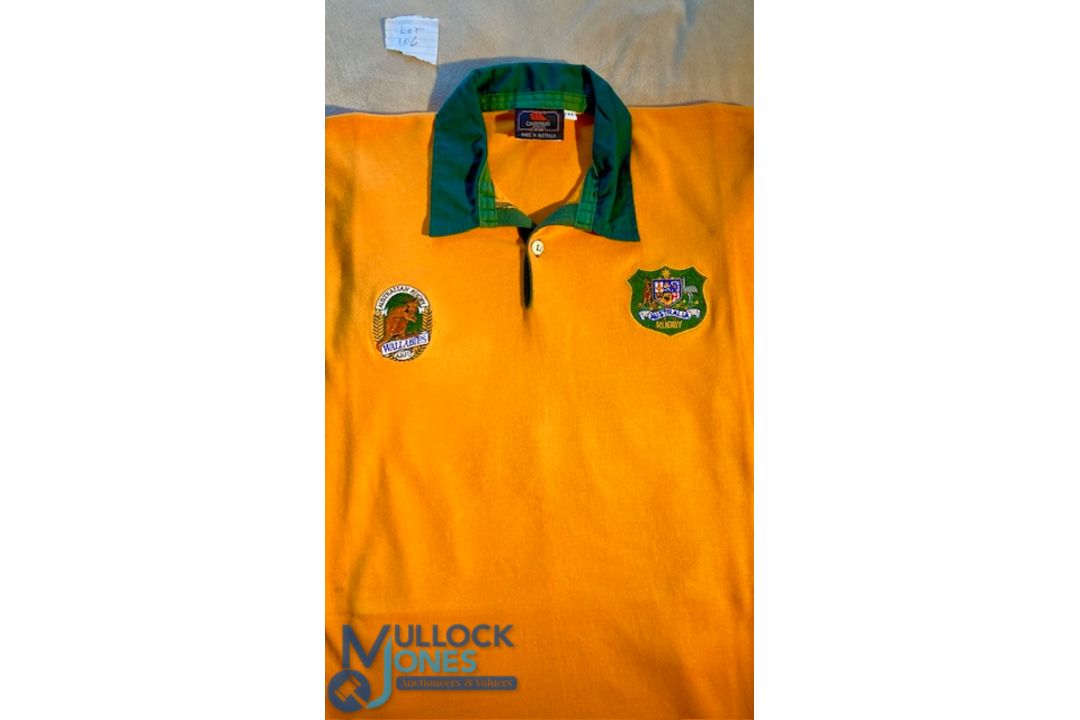 1991 RWC Australian Match Prepared Rugby Jersey: Near mint gold & green issue with appropriate - Image 1 of 5