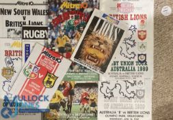 1989 British & I Lions Rugby Programmes (9): Missing just Queensland 'B', NSW 'B' & NSW Country from