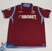West Ham United FC Home Football Shirt 2009-2010 #6 Size XL Umbro Sbobet.com (G)