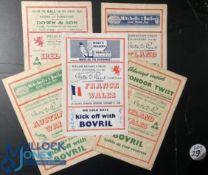 1947-49 Wales Home Rugby Programmes (5): v Ireland 1947 & 1949, Scotland & France 1948 (first French