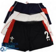 2000s Trio of different Wales Rugby Shorts (3): Mint threesome of very large hookers' and others'