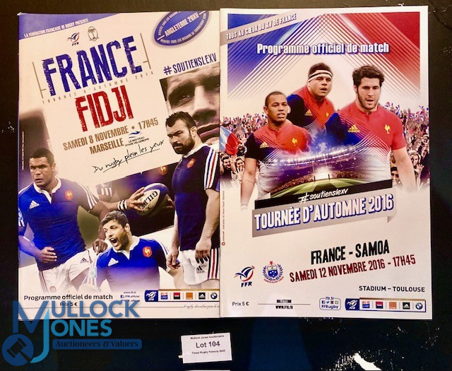 2014 & 2015 France v Fiji and Samoa Test Rugby Programmes (2): Good glossy issues v S Pacific
