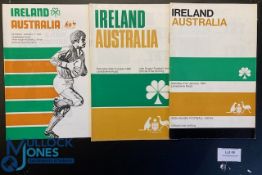 1967, 1968 & 1976 Ireland v Australia Rugby programmes (3): Desirable trio for a decade of the