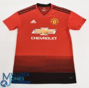 Manchester United FC Home Football Shirt 2018-2019 Size Small Adidas Chevrolet, some bobbles