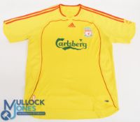 Liverpool FC Away Football Shirt 2006-2007 size large Adidas Carlsberg Yellow, some bobbles, small