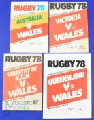 1978 Wales Tour to Australia Rugby Programmes (4): 1978 v Victoria, grubby, NSW Country, quite