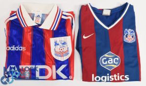Two Crystal Palace FC Football Shirts 1996-1997 Home Size Y Adidas TDK some pulls bobbles and