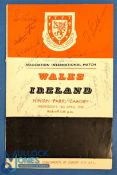 Autographed 1958 Wales v Ireland international programme 16 April 1958 at Ninian Park, the final