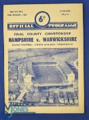 1962 County Champs Final Rugby Programme: The 4pp Twickenham 'regular' card for Hampshire v