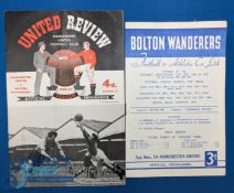 1956/57 Manchester Utd v Bolton Wanderers Div. 1 programme undated no. 19; 1st match played under