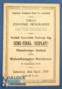 1948/49 Wolves v Manchester Utd FAC s/f replay at Goodison Park, Liverpool match programme; re-