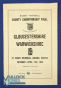 1959 County Champs Final Rugby Programme: Neat, illustrated, well-presented 8pp from Gloucestershire