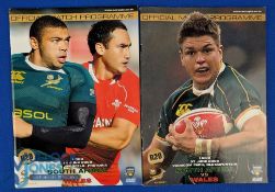 2008 Wales in S Africa Rugby Programmes (2): Examples from Bloemfontein and Pretoria. Excellent