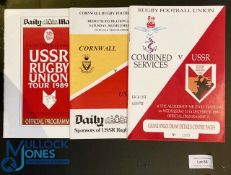 1989 USSR in England Rugby Programmes (3): Whole Tour Brochure, plus issues v Cornwall and v