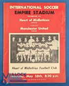 1960 American/Canadian tour to include Heart of Midlothian v Manchester Utd match programme 28 May