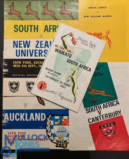 1965 S Africa in New Zealand Rugby Programmes (5): v Canterbury, Waikato, Auckland (score &