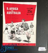 Scarce 1963 S Africa v Australia 3rd Test Rugby Programme: At Ellis Park Jo'burg, large detailed