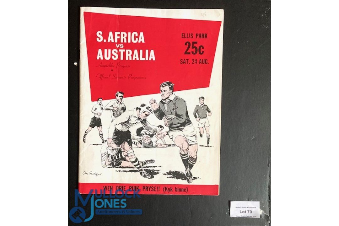 Scarce 1963 S Africa v Australia 3rd Test Rugby Programme: At Ellis Park Jo'burg, large detailed