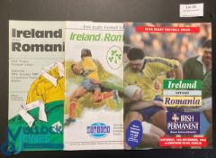 1980, 1986 & 1993 Ireland v Romania Rugby programmes (3): Three visits by the eastern Europeans to