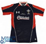 2010 Navy/Red spare Wales Rugby Jersey v Fiji: match-prepared, date and match embroidered but no