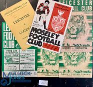 1945-1982 Leicester Rugby Programmes (6): Homes v Coventry 1945, Northampton 1954, Cambridge Univ