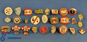 Twenty-seven assorted football enamel pin badges