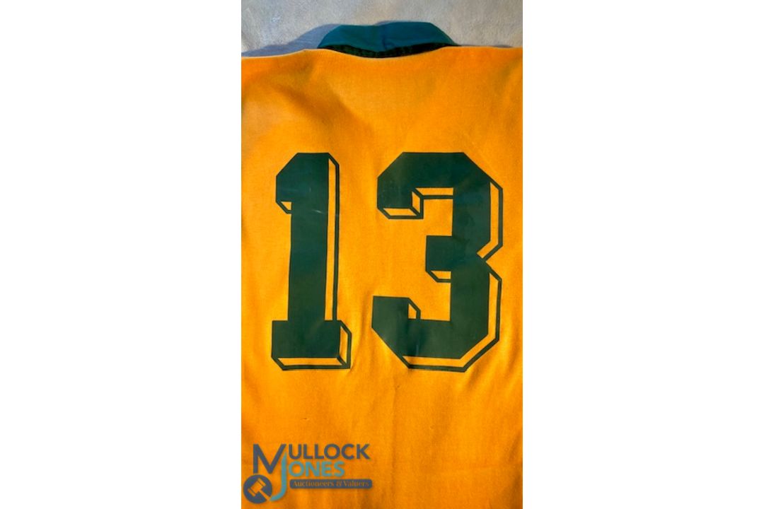 1991 RWC Australian Match Prepared Rugby Jersey: Near mint gold & green issue with appropriate - Image 5 of 5