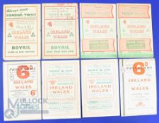 1947-54 Ireland and Wales H and A Rugby Programmes (8): With some duplication, mostly G, and