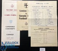 1962 Canada in England Rugby Programmes (6): v Western Counties, both Oxford & Cambridge Univs,