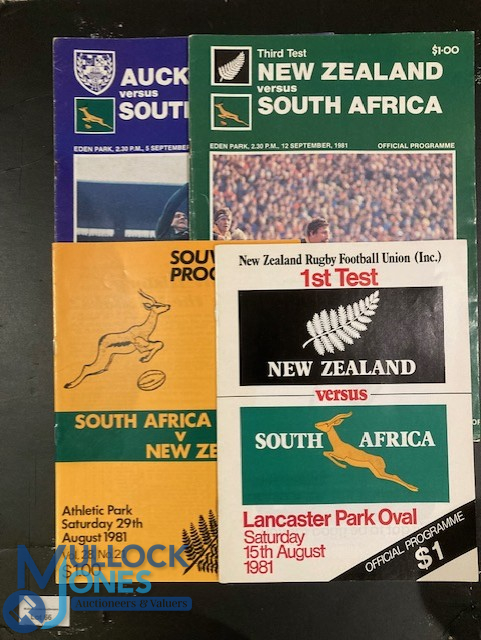 1981 New Zealand v S Africa Test etc Rugby Programmes (4): All three tests plus the game v Auckland.