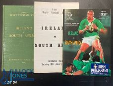1965 (VIP), 1970 (Rarer) & 1998 Ireland v South Africa Rugby Programmes (3): Interesting trio, green