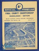 1956 County Champs Final Rugby Programme: The traditional Twickenham 4pp fold over card for