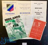 1946-1982 Bedford etc Rugby Programmes (6): v Richmond 1946, Coventry 1949 & Rosslyn Park, RFU Cup