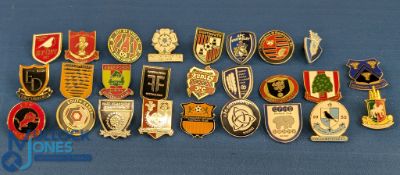 Twenty-six mainly non-league football enamel pin badges