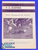 1948 FC Austria pamphlet about the forthcoming visit to Malta with individual player photos/