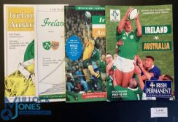1981, 1984, 1992 & 1996 Ireland v Australia Rugby programmes (4): Quartet of Wallaby visits to