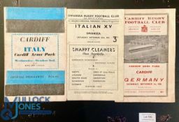 1956 Italy & Germany in Wales Rugby Programmes (3): Swansea v Italian XV and Cardiff v both