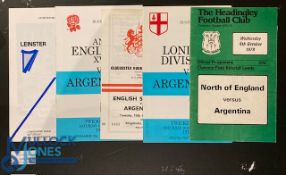 1978 Argentina in UK & Ireland Rugby programmes (5): v London Division, North of England, England
