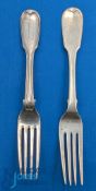 2x Dublin Irish Silver Georgian & Victorian Forks: a fine heavy fork 105g 1840 Victorian Fermanagh