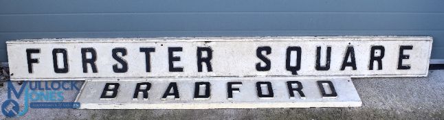 Period Bradford Foster Square painted wooden Railway Signal Box Station Sign: a good heavy sign with