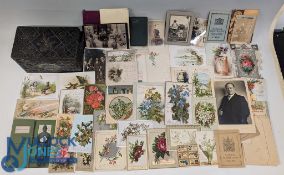 Victorian lithograph Christmas cards and ephemera c1880-1930: to include a good Marcus Ward stage