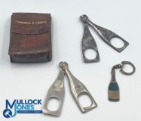 Antique Champagne Wire Cutters: 2 French pairs - one advertising Champagne Carteron Fils, a