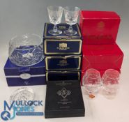 Cut and moulded glass collection: Royal Doulton cut glass bowl, 3x Thomas Webb claret glasses, 3x