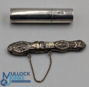 2x Silver small pin cases for storage, sewing, collectables - 7cm long 19g